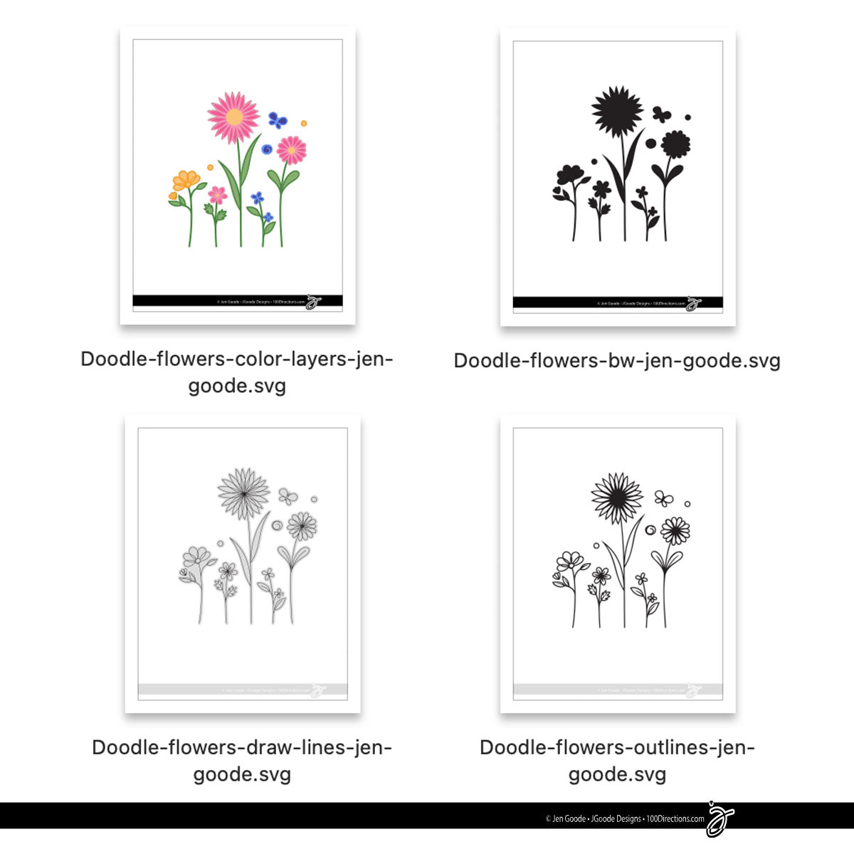 Mix & Match Flower Doodles Set