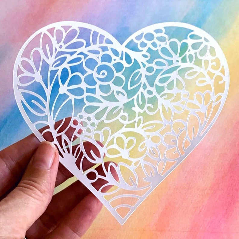 Fancy Floral Heart Cut File Set