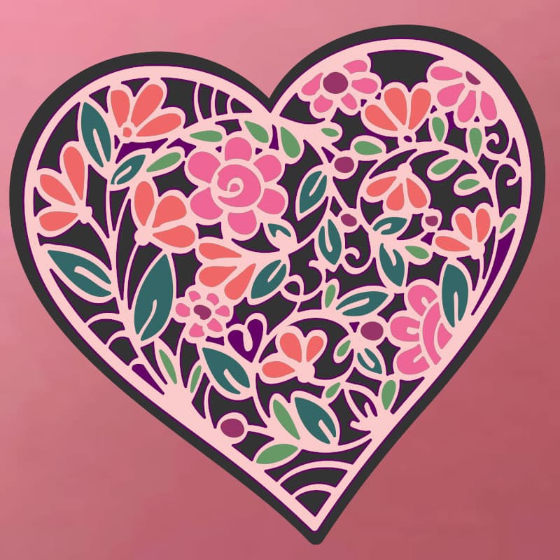 Fancy Floral Heart Cut File Set