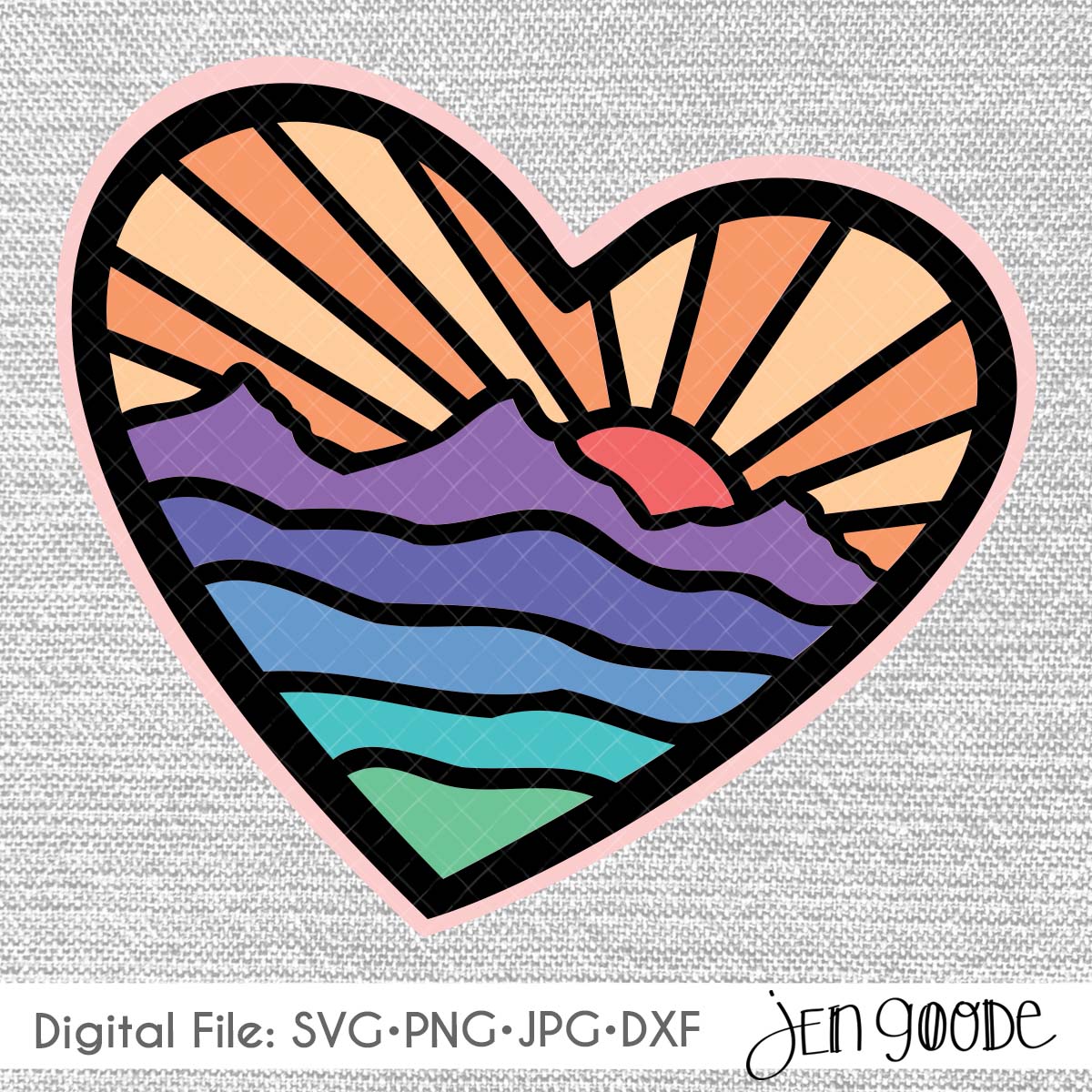 Mountain Scene Heart SVG