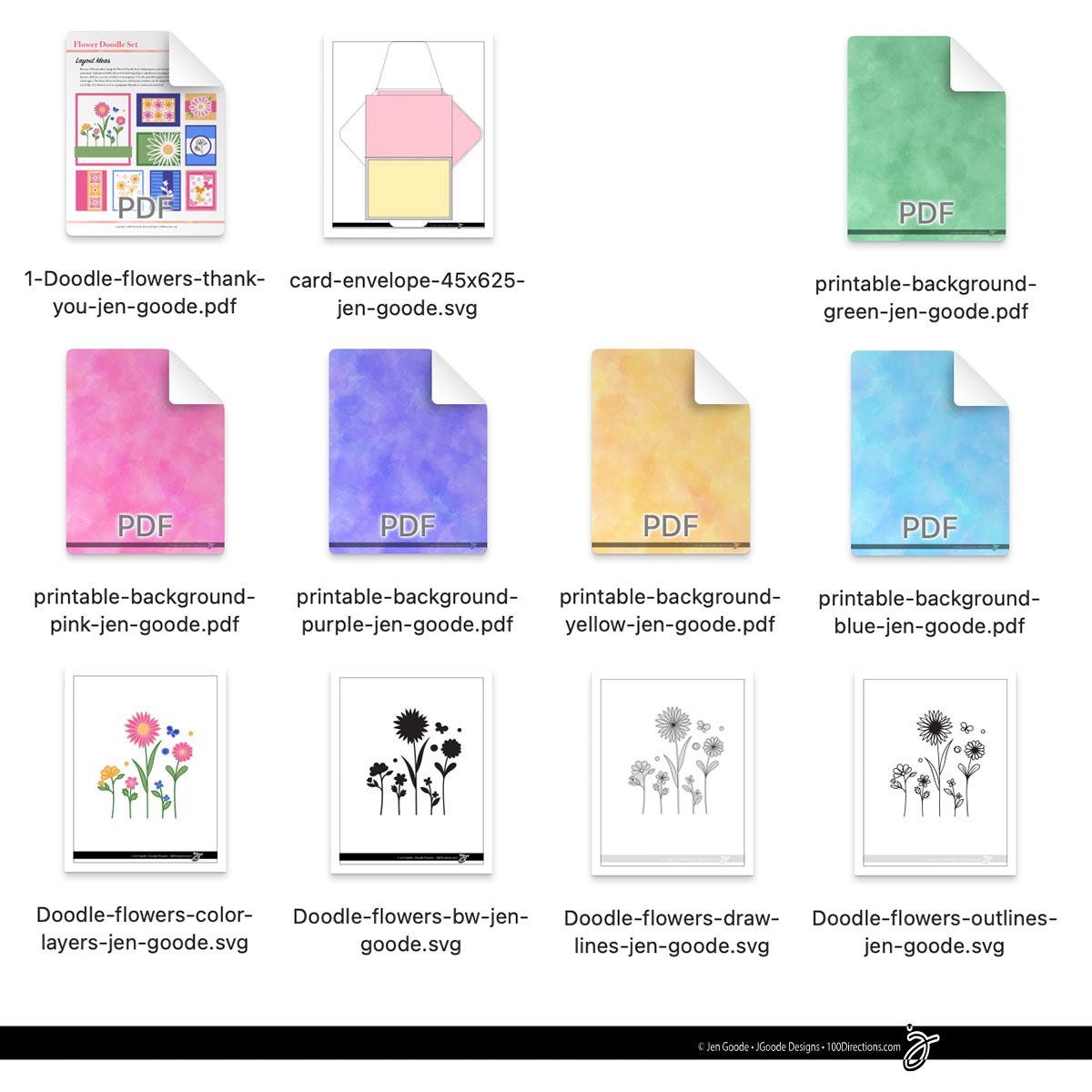 Mix & Match Flower Doodles Set