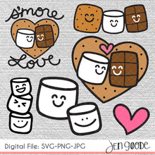 Load image into Gallery viewer, Cute S&#39;mores Cut File Bundle - SVG, PNG, JPG

