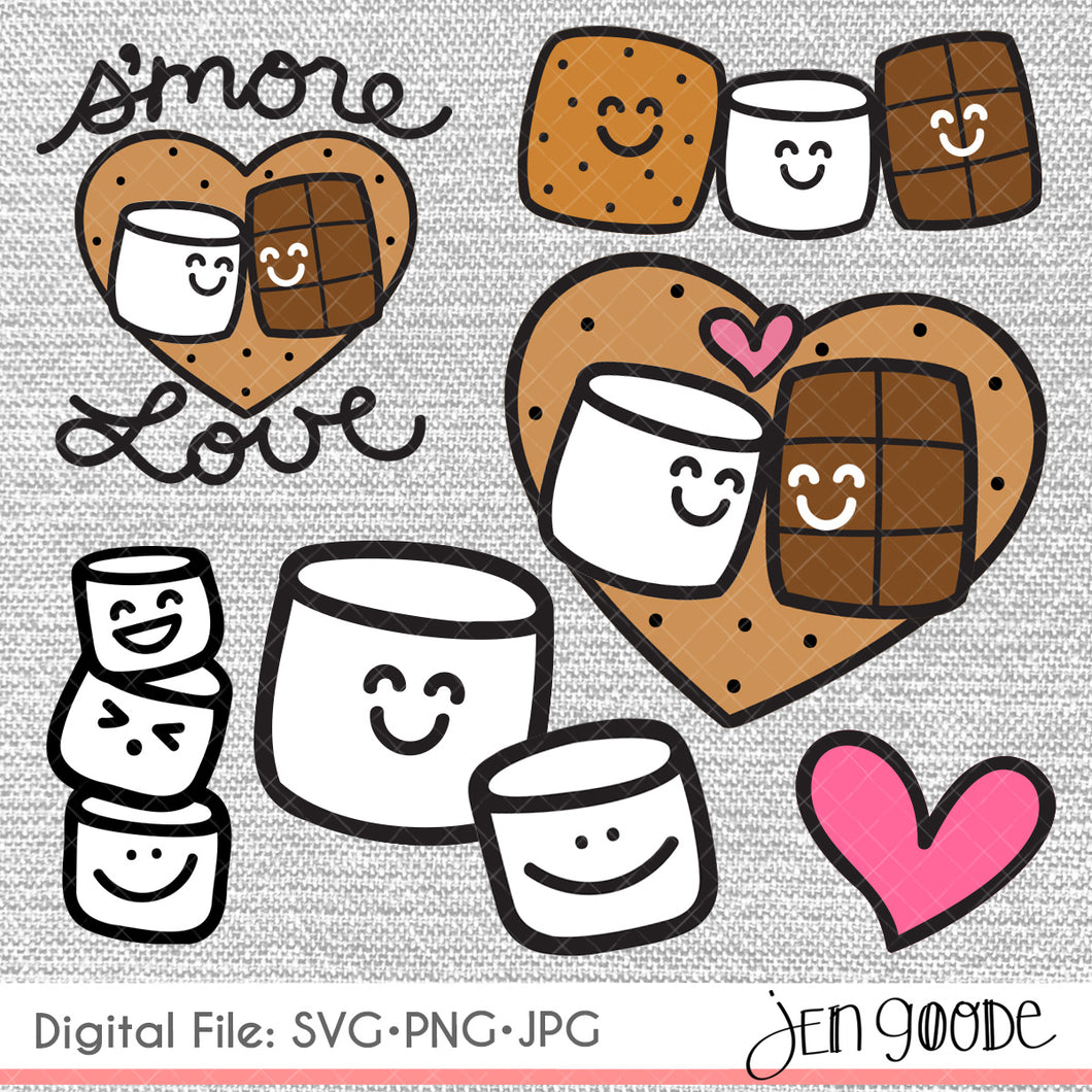Cute S'mores Cut File Bundle - SVG, PNG, JPG