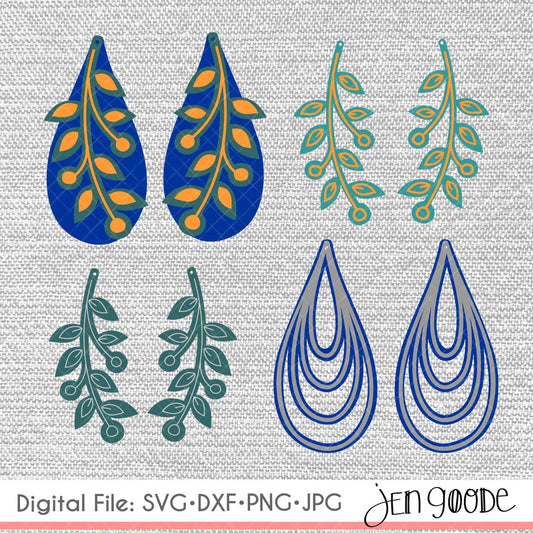 3 Vine Earring Designs Bundle