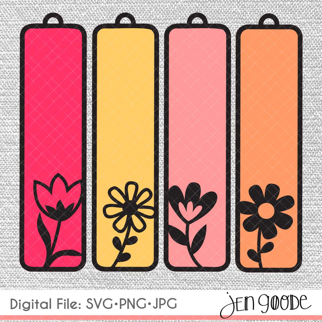 Flower bookmarks SVG, JPG & PNGs - 4 Image Set