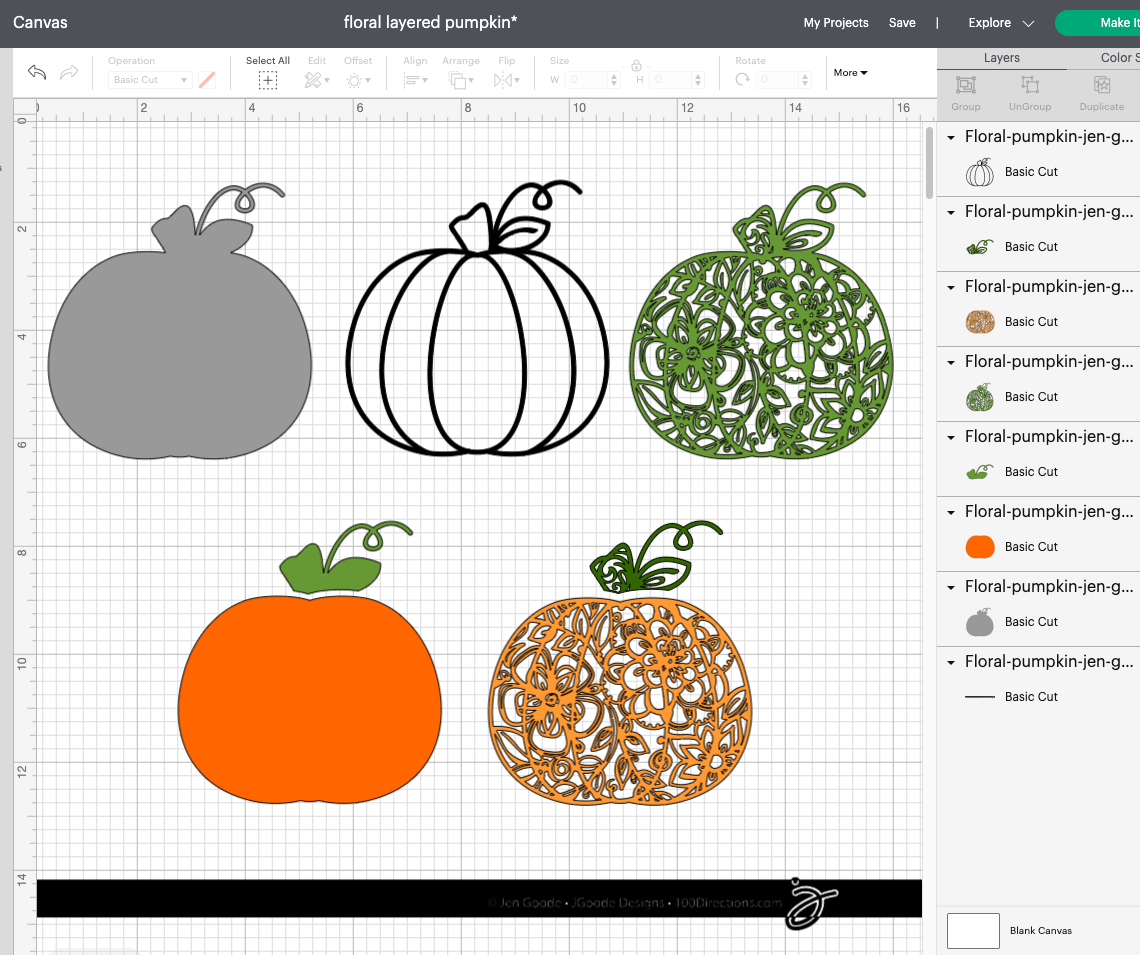 Fancy Floral Pumpkin Cut File Set