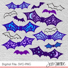 Load image into Gallery viewer, Fancy Cut Bat SVG and PNG Cut File Designs
