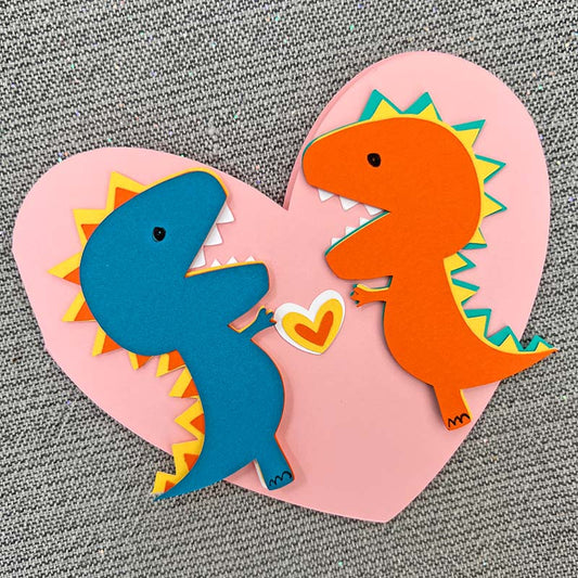 Cute Dinosaur Valentine Card SVG
