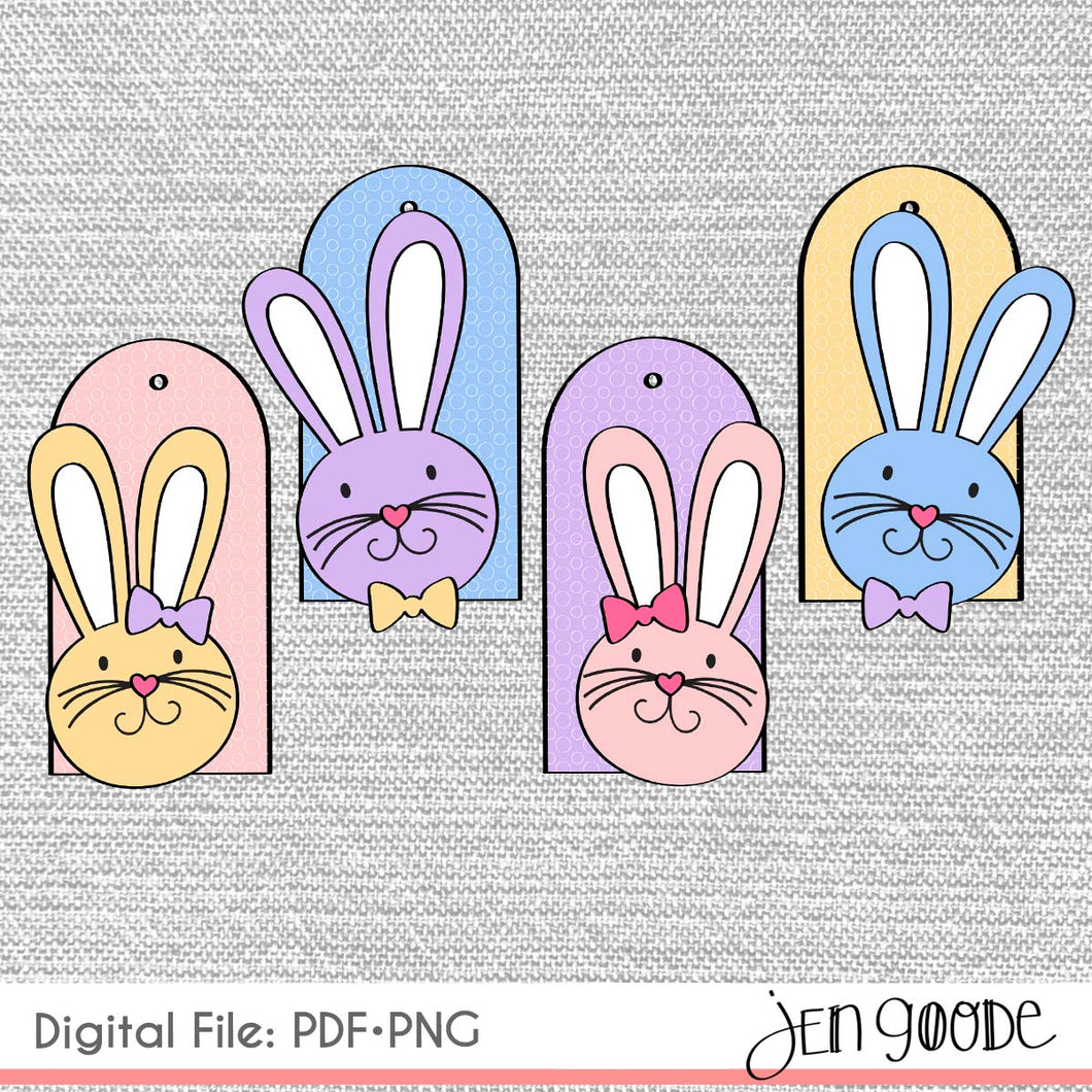 Easter Bunny Tags PDFs & PNGs - 4 Image Set