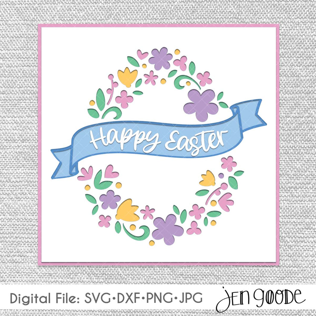Floral Easter Egg - Dimensional Multi-layered SVG Cut File
