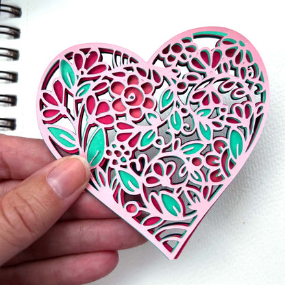 Fancy Floral Heart Cut File Set