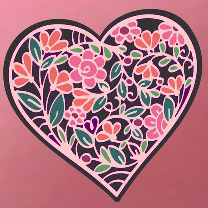 Fancy Floral Heart Cut File Set
