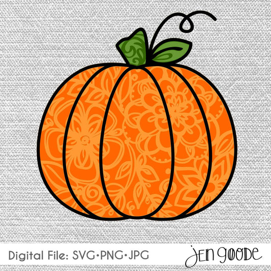 Fancy Floral Pumpkin Cut File Set
