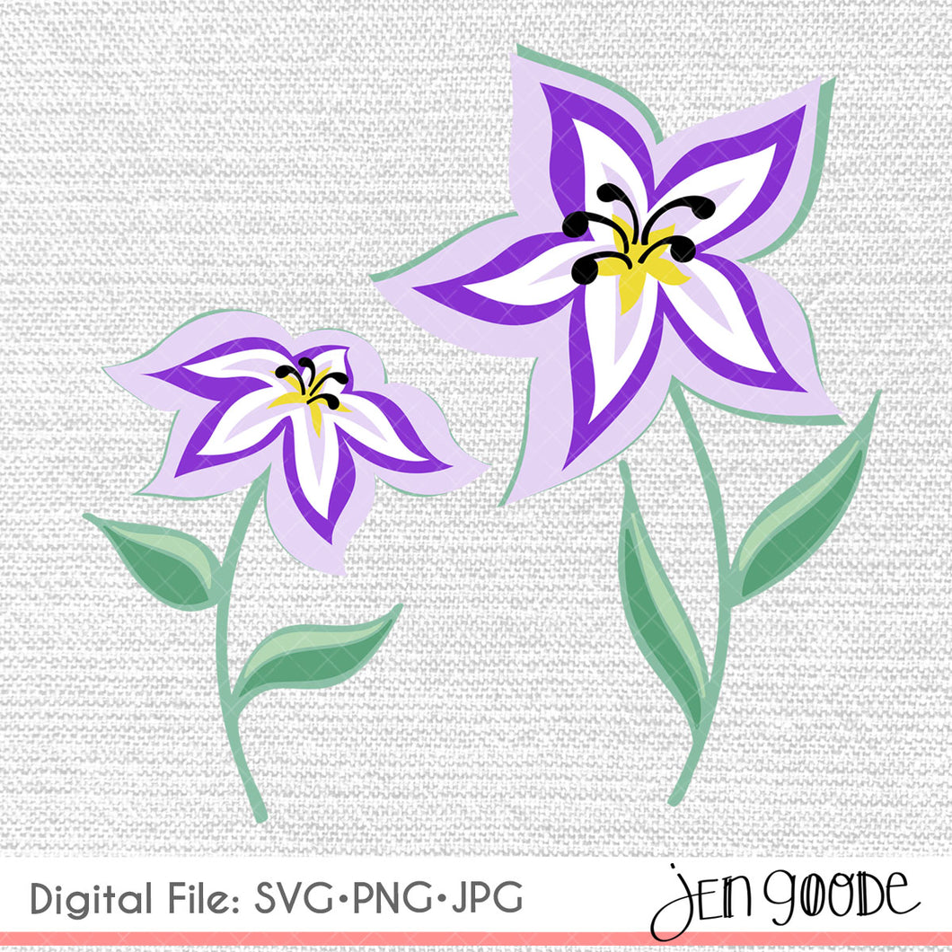 Pretty Flowers - Lily  SVG, JPG & PNGs - 2 Image Set