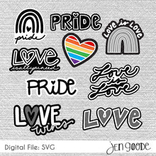 Load image into Gallery viewer, Love and Pride Cut File Design Collection
