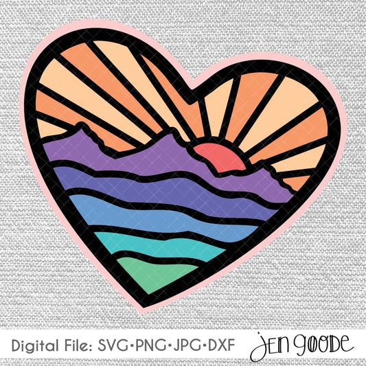 Mountain Scene Heart SVG