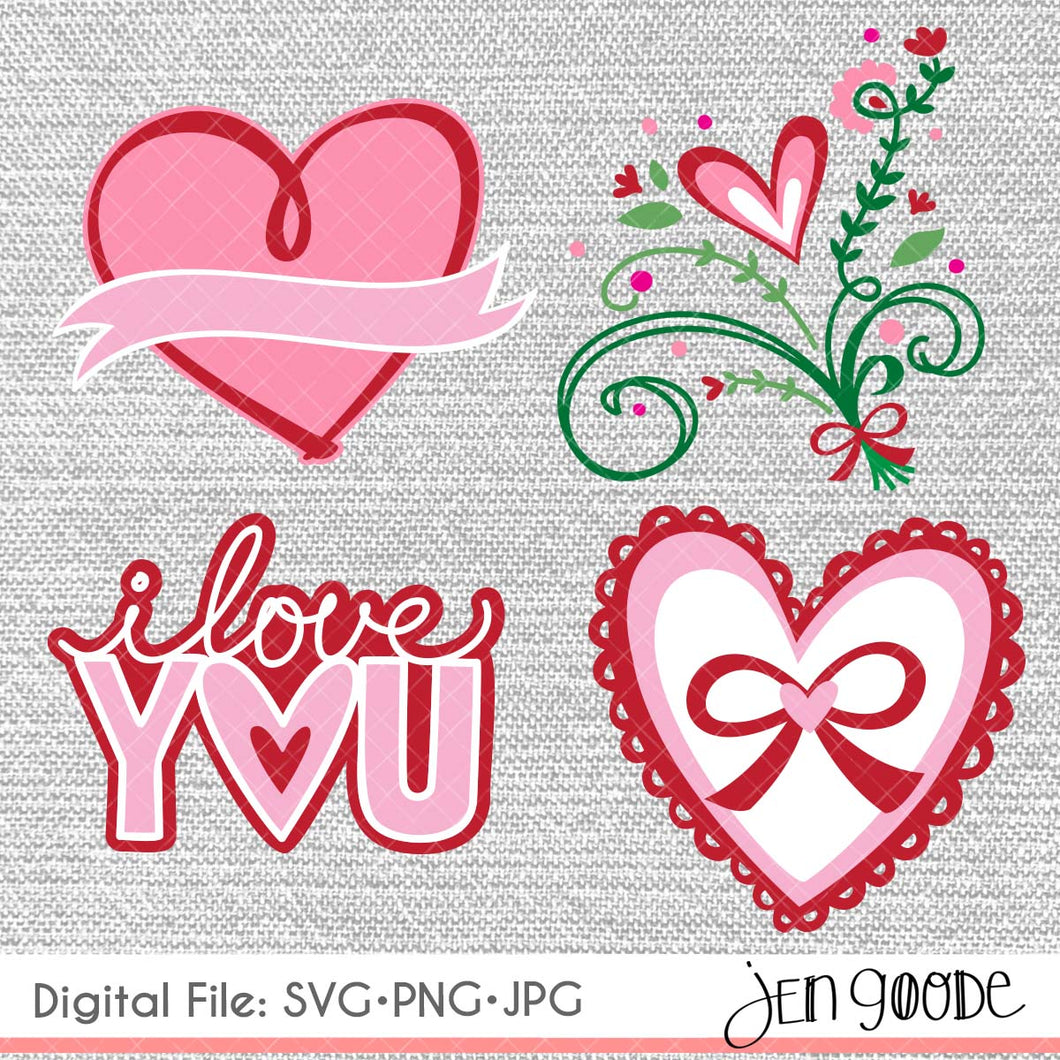 Pretty Valentine  SVG, JPG & PNGs - 4 Image Set